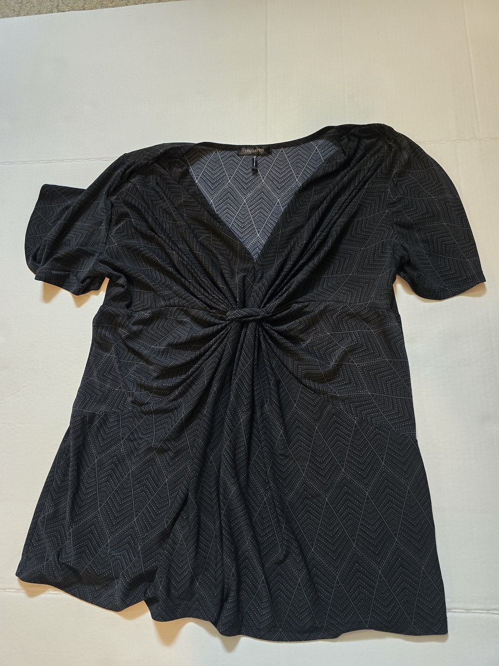 Daisy Fuentes Black Knot-Front V-Neck Tunic